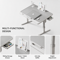 Table de chevet pliable AOR L2 à hauteur réglable et bureau d'étude avec surface en bois MDF pour usage domestique ou au bureau