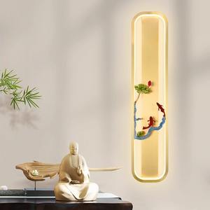 Applique murale LED de style chinois tout en cuivre pour salon, fond de télévision, simple, créative, bande longue, trois couleurs, décorative, pour canapé - Product Image 6