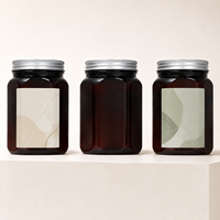 Pot hexagonal en plastique alimentaire à large ouverture, vide, avec bouchon inviolable, pour miel et compléments alimentaires - Vente en gros