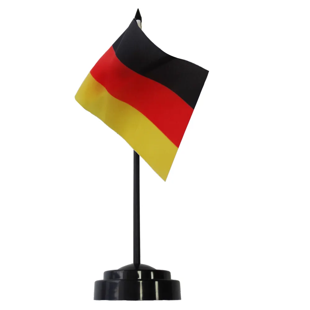 Germany Table Flag Polyester Fabric With Black Plastic pole and ABS Base Office decoration can custom design