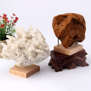 Nouveau Design métal bois fond cristal présentoir 6.5x6.5 minéral présentoir verre support de pierres précieuses pour l'affichage de magasin - Product Image 4