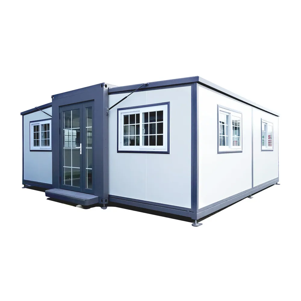 Cheap 20 ft Double wing foldable rooms Prefab Toilet Hotel Shop Office Workshop waterproof mobile home