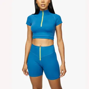 Fitness Yoga Wear Crop Top Active Wear Outfits Ligero Elástico Fitness Workout Wear Gimnasio Camisetas Fitness Camisetas