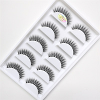 Lot de 5 paires de faux cils en vison synthétique 3D faits à la main, bande complète 5-en-1, cils pour les yeux, marque privée H13