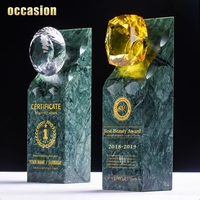 Noble diamant cristal marbre Base décoration trophée prix personnalisé 3d envie Logo cristal trophée pour cadeau d'affaires