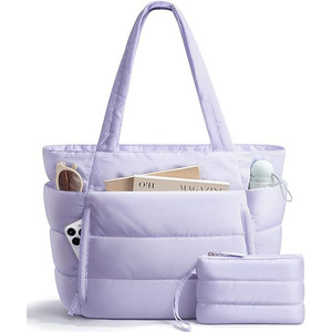 Sac fourre-tout matelassé pour femme, grande capacité, multi-compartiments avec porte-monnaie, usage quotidien, noir - Product Image 4