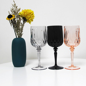 Wholesale Personalized High Quality Fancy Unique Color Vintage Wine Glasses Set Crystal Goblet Customized Plastic Wine Glass