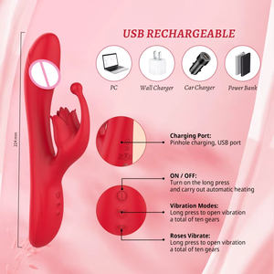 Vibrador de Clítoris con Calor, Vibrador de Mano en Forma de Rosa, Vibrador de Punto G, Juguetes Sexuales para Mujeres - Product Image 3