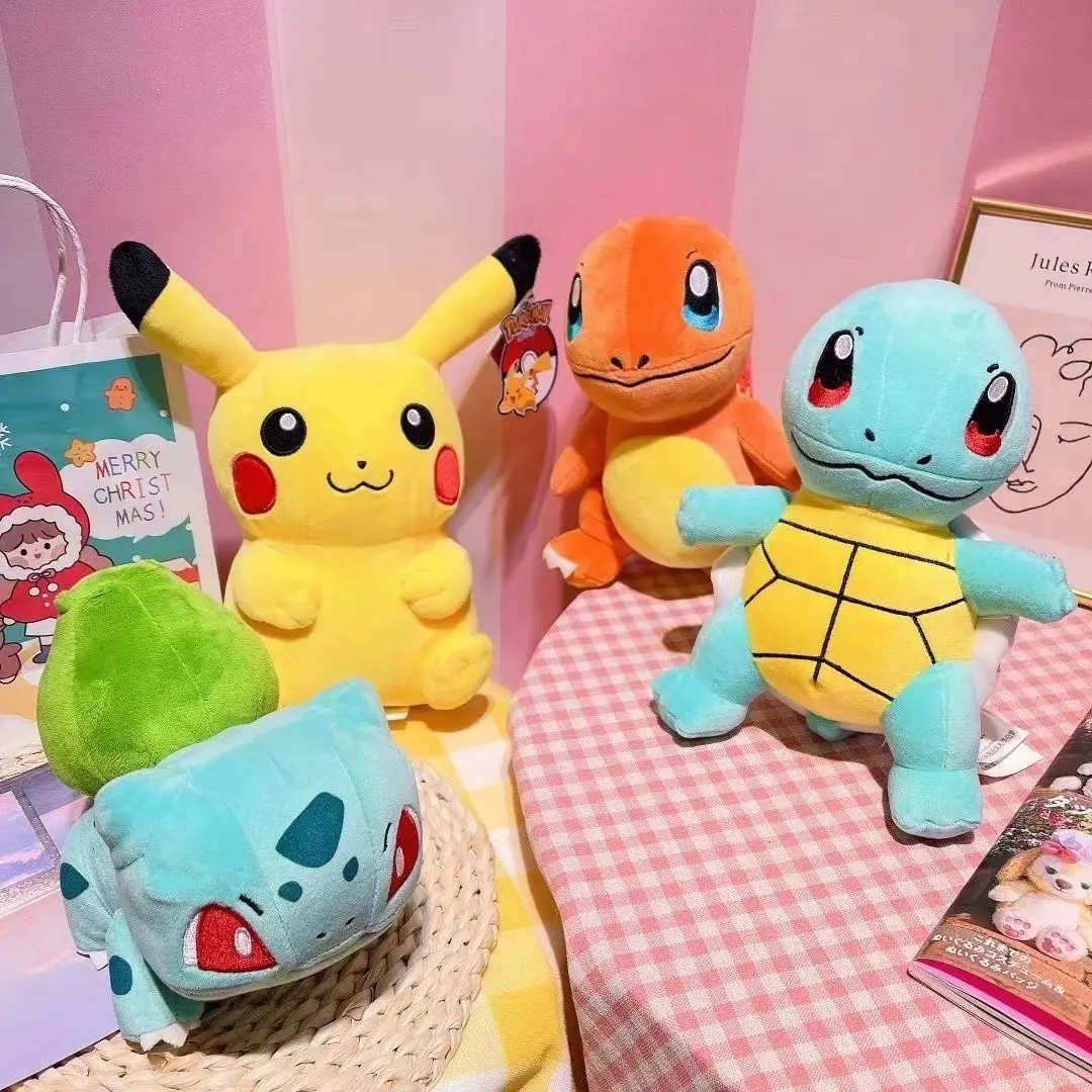 New Cpc Ce Cartoon Anime Plush Dolls Pokemoned Bulbasaur Squirtle Charmander Kawaii Plush Toys Grab Dolls For Gifts