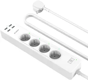 Smart Power Strip EU WiFi Multiple Socket with Surge Protection Timing Function 4 Sockets 4 USB Ports Socket Strip