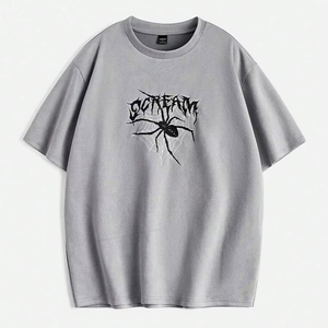 เสื้อยืดแขนสั้นพิมพ์ลายแมงมุมทรงหลวมสำหรับผู้ชาย คอกลม ปรับแต่งได้ที่โรงงานเสื้อผ้า F10 - Product Image 1