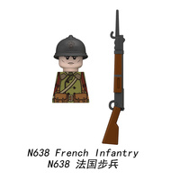 Figurines Militaires en Briques Série Infanterie Française Première Guerre Mondiale 4 Styles Casque Adrian Fusil Chauchat Ensemble Jouets DIY Vente en Gros N637-N40