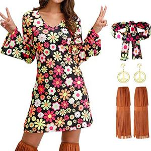 <span class=keywords><strong>Costume</strong></span> da Hippie Indiano Anni '70 per <span class=keywords><strong>Donna</strong></span>, Abito con Fascia con Simbolo della Pace e Accessori per Halloween e Costumi TV e Cinema - Product Image 5