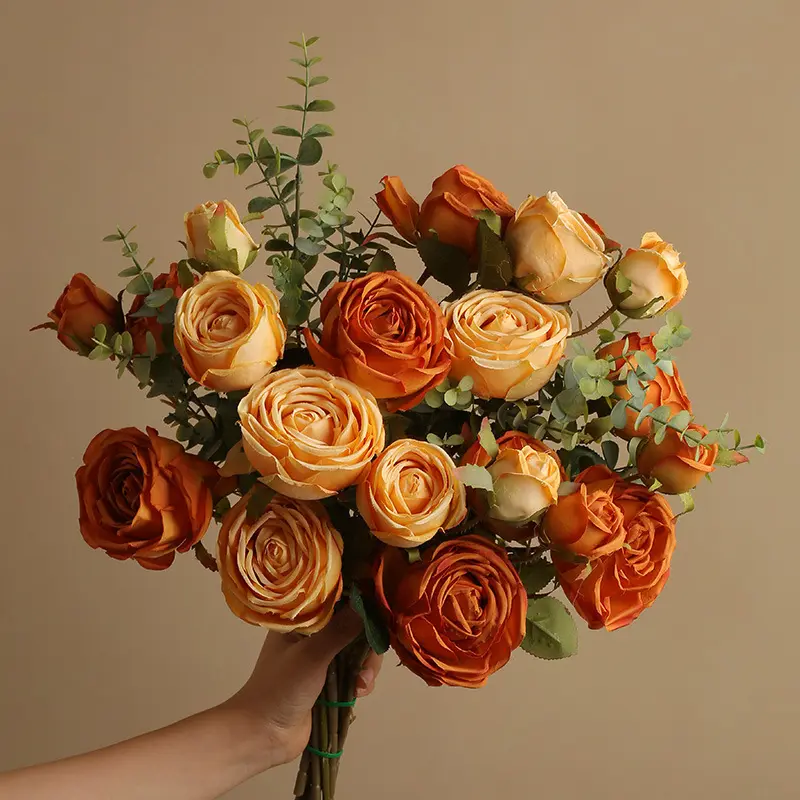 2023 wholesale simulation 3D water run rose home decoration elegant classical bouquet set