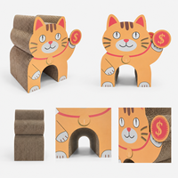 Griffoir pour chat en carton ondulé écologique en forme de chat porte-bonheur, durable, réversible, avec impression personnalisée, lit de repos