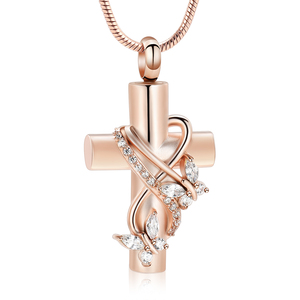 Collane con urna per ceneri gioielli per cremazione a farfalla per donna uomo croce Memorial Ash Pendant Keepsake Jewelry Gifts - Product Image 1