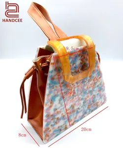 Sac à main marbré coloré en cuir à bandoulière pour femmes en acrylique pour sacs latéraux faits à la main