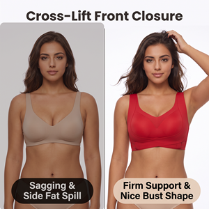 女性用ワイヤレススポーツブラ ワインレッド シームレスモールドカップ レディースインナー XXL 高品質ランジェリー - Product Image 4