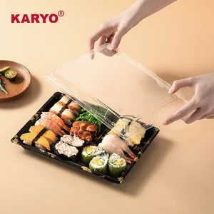 1111 Take Away Packaging Container Plastic Food Tray Lid Go SuPET/PSly Soy Sauce Fish Bottle Red Gold Sushi Box
