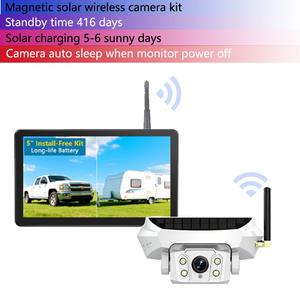 Promoción de Mayo: Sistema de Cámara de Reversa Inalámbrica con Energía Solar, Pantalla Dividida de 5 Pulgadas, 416 Días en Espera, Base Magnética, Instalación Gratuita - Product Image 2