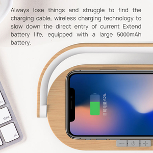 Soporte de teléfono multifunción inteligente 4 en 1, lámpara con cargador de madera, altavoz inalámbrico <span class=keywords><strong>Bluetooth</strong></span> - Product Image 3
