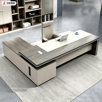 Bureau de direction en forme de L de luxe moderne JIUSHUN, table de travail pour PDG et cadres supérieurs