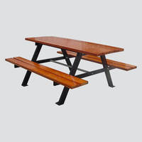 Table et banc en bois pour pique-nique, patio Arlau,