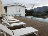 Chaise longue d'extérieur en aluminium, lit de soleil double, imperméable, pour piscine, plage, hôtel, terrasse