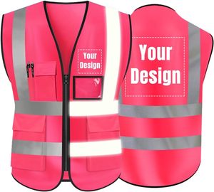 <span class=keywords><strong>Gilet</strong></span> de sécurité réfléchissant <span class=keywords><strong>rose</strong></span> 100% polyester avec logo personnalisé, veste de travail pour la sécurité routière et la sécurité au travail - Product Image 2