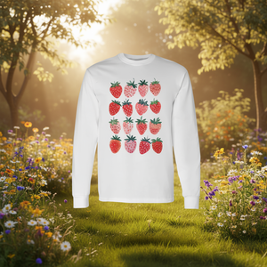 T-shirt rétro à manches longues avec motif de fruits rouges et de fraises, style Cottagecore - Product Image 3