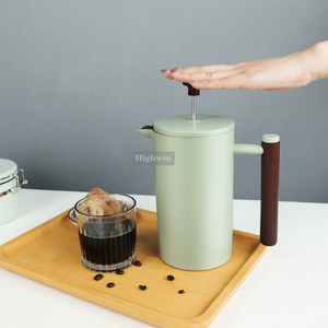HIGHWIN Fournisseurs de <span class=keywords><strong>Café</strong></span> Peinture Vert Lac Poignée en Bambou Presse Française Personnalisée Presse à <span class=keywords><strong>Café</strong></span> en Acier Inoxydable à Double Paroi - Product Image 4