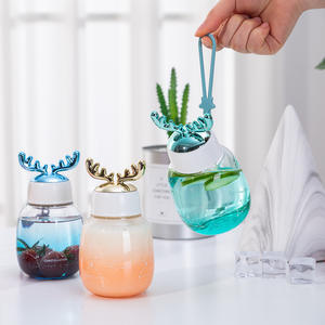 Botellas de vidrio 300ML Moose <span class=keywords><strong>Glass</strong></span> Regalo de Navidad Portable Cute Gradient Elk Charm <span class=keywords><strong>Glass</strong></span> Botella de agua - Product Image 4