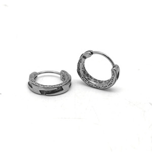 yunnique Huggie <b>Earrings</b> Titanium Steel Unisex Geometric Studs Fashion Street Style European American Look - Product Image 3