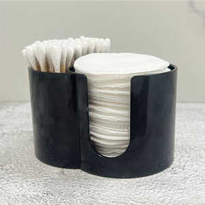 Support pour coton-tiges et boîte de rangement pour démaquillant, organisateur de cosmétiques de bureau, design portable rond à double trou - Product Image 2