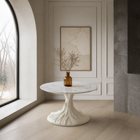 Table basse en métal au design tendance 2026, effet marbre artificiel, sculpturale moderne, blanc mat, en forme de tronc d'arbre, pour hôtel, personnalisable