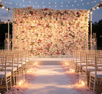 Mur de fleurs artificielles en tissu portable, rose multicolore, pour décoration de mariage, événement ou photomaton