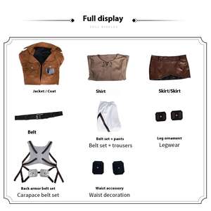 Disfraz de <span class=keywords><strong>Cosplay</strong></span> de Anime Ataque a los Titanes Shingeki No Kyojin, Abrigo de Poliéster, Disfraces de Halloween y Navidad - Product Image 6