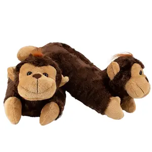 1503 Furry Anti Slip Indoor Tier Affe Hausschuhe Griff Sohle Brown Monkey Gefüllte Plüsch Kinder Tier Hausschuhe