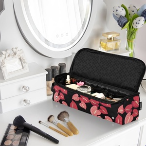 Hawaiian Red Anthurium Flower Print Curling Iron <b>Case</b> Nylon Fabric Custom Logo Hair Tools Storage Bag with Heat Resistant Mat - Product Image 5