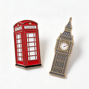 Pin Metálico Esmaltado Duro con Diseño de Cabina Telefónica Roja de Londres y Big Ben, Chapado en Oro, Forma Irregular, Souvenir Coleccionable - Product Image 6