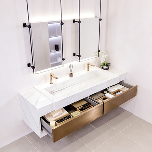 Mueble de Baño de Pared de Gran Tamaño, Estilo de Lujo Ligero, con Dos Gabinetes con Espejo - Product Image 2