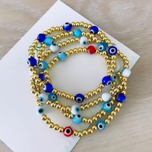 Grieks <span class=keywords><strong>Eye</strong></span> Kralen 18K Goud Roestvrij Stalen Armband Voor Vrouwen Waterdicht Bohemen Zomer Strand Vriendschap Armband Voor Meisjes - Product Image 1