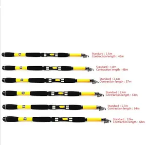 내구성 높은 1.5-3m 접이식 유리 섬유 낚시 텔레스코픽 막대 세라믹 가이드