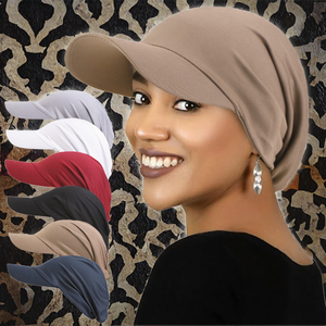 Unisex Polyester Plain Color Visor Pre-Fitted <b>Bandana</b> Outdoor Beach Sun Protection Fashion Cap with Feather - Product Image 3
