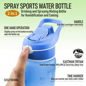 ขวดน้ำกีฬา Tritan ปราศจากสาร BPA ขนาด 32 ออนซ์/1000 มล. รุ่น New Trend พร้อมโลโก้แบบกำหนดเอง ดีไซน์สร้างแรงบันดาลใจ ป้องกันการรั่วซึม มีฝาปิดพร้อมหลอดดูดและตัวบอกเวลา - Product Image 4