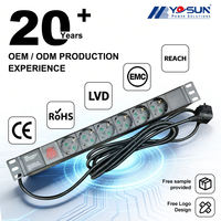 Barre d'alimentation PDU allemande 6 voies en alliage d'aluminium de qualité supérieure, 1U, montage en rack 19 pouces, avec câble de 2 m pour serveur réseau