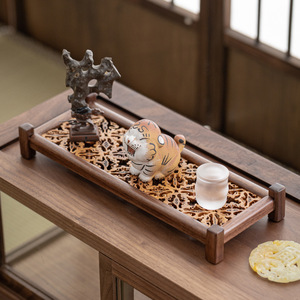 Walnut Wood Dry Brewing <b>Tray</b> Solid Wood Hand Cut Small <b>Tea</b> <b>Tray</b> For Kung Fu <b>Tea</b> Set Chinese Creative Design Home Use - Product Image 4