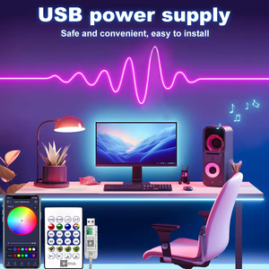 Tira de luces de neón RGB de 5V, 3M, 5M, USB, cinta Flexible impermeable, luces de neón con Control remoto <span class=keywords><strong>Bluetooth</strong></span> para decoración del hogar - Product Image 1