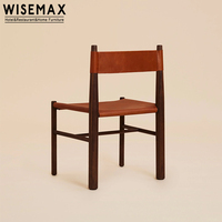 WISEMAX FURNITURE Mobilier de salon Chaise en cuir à selle en bois massif Style rétro Accoudoir Chaise de salle à manger pour meubles de restaurant