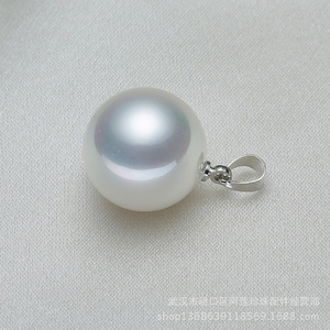 จี้ไข่มุกน้ำจืดเอ-เหลียน ขนาด 9-10 มม. ทรงกลม เงางามระดับ AAA สีขาว เงินแท้ S925 ตัวเรือนแบบกรงเล็บ - Product Image 1